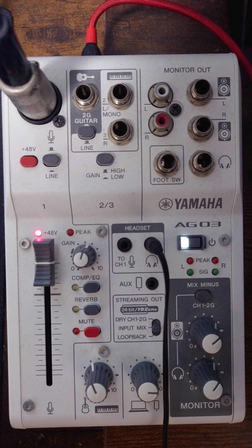 神代オルトがYouTube配信で使用している初代YAMAHA AG03の実機設定